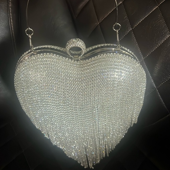 SWEETV Womens Rhinestone Heart Purse,Sparkly Evening Clutch Bag - Picture 4 of 5